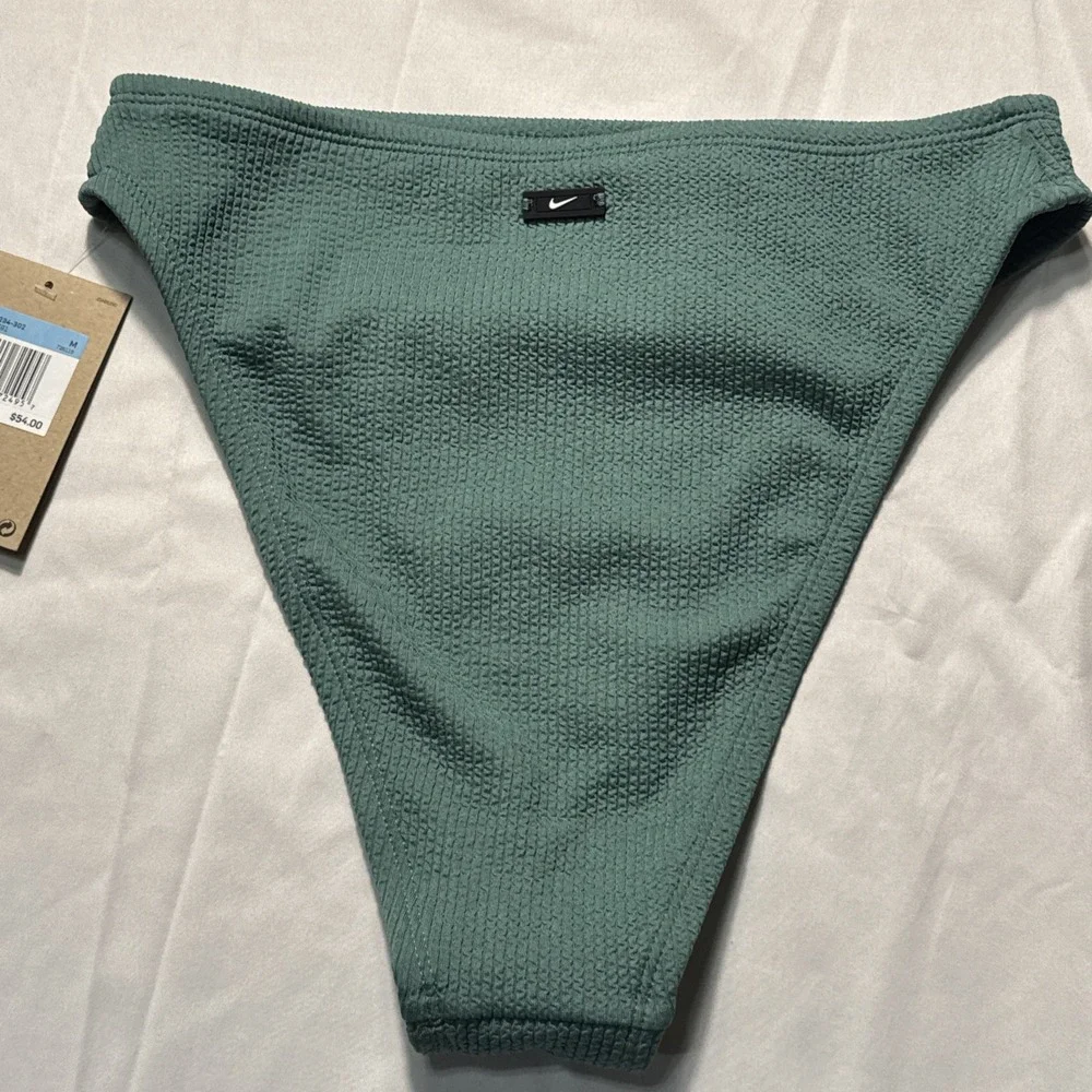 NWT Nike High Waisted Bikini Bottom M NESSD234-302 Green $54 Textured Women's